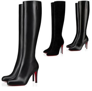 Femmes sexy bottes hautes pointues et pointues, talons hauts minces d'automne et d'hiver, fermeture éclair latérale chaussures d'extérieur d'hiver chaussures pour femmes Eu35-43 avec boîte