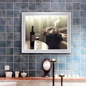 Sexy femmes fumer salle de bain peinture décorative toilettes affiches toile peinture moderne imprime mur Art décor à la maison pas de cadre