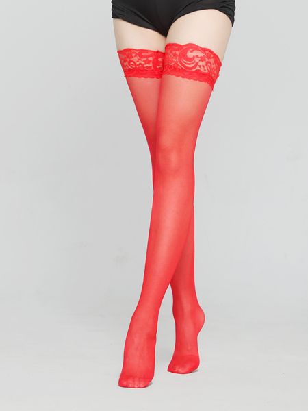 Bas Sexy en dentelle pour femmes, chaussettes longues, haut, cuisses hautes, collants pour boîtes de nuit, taille libre