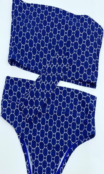 Bikini Sexy de verano para mujer, ropa interior a la moda para exteriores, traje de baño de cintura alta con envoltura para el pecho, traje de baño estampado con letras completas 3889496