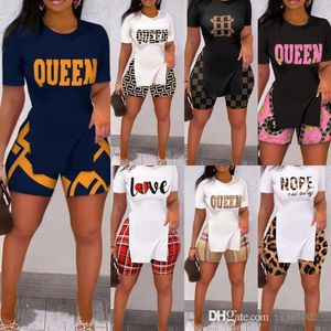 Damesgedrukte trainingspakken Twee stukken Pants Set Designer T -shirt Korte mouwen Shorts Summer Outfits Ladies Matching Sets