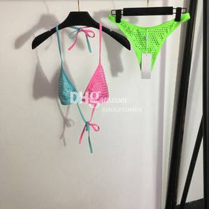 Sexy Femmes Maillots De Bain Designer Lettre Imprimé Bikinis Maillots De Bain De Luxe Taille Basse Contraste Couleur Slips Bikinis Dos Nu Deux Pièces Maillots De Bain