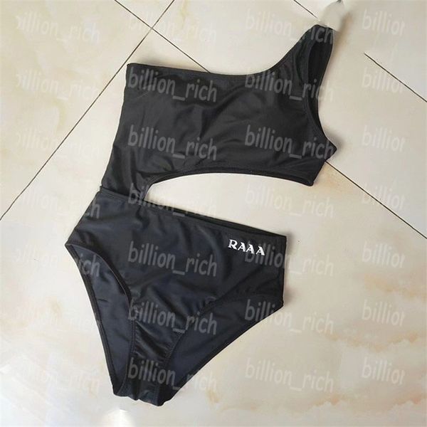 Sexy femmes maillots de bain une épaule conception maillot de bain taille coupée maillot de bain été charme noir maillots de bain