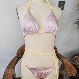 Traje de baño sexy para mujer Trajes de baño Bikinis rosados Conjunto para mujer Busto Hueco Trajes de baño de una pieza Diseñador Dividido Acolchado Sujetador de playa Conjuntos de calzoncillos