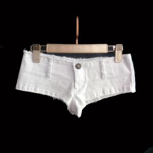 Pantalones cortos de mujer Sexy para mujer con borlas de cintura baja pantalones vaqueros cortos de mezclilla Vintage lindo Micro Mini Club Wear de talla grande