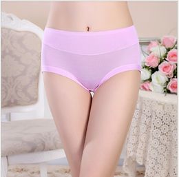 Mujeres sexy Ropa interior Damas de algodón Bragas de bambú Fibra Soft Softs Femenino Sólido Panty Alto Altura Mujeres Underwear Post Tamaño M-2XL