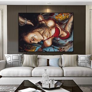 Sexy vrouwen muur poster tatoeages vrouw canvas schilderij straatkunst prints cool meisjes foto's voor woonkamer decor Mural Cuadros