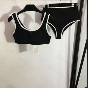Sexy Femmes Yoga Camisole Shorts Bikini Designer Maillots De Bain Col Rond Gilet Taille Haute Vêtements De Plage Bain