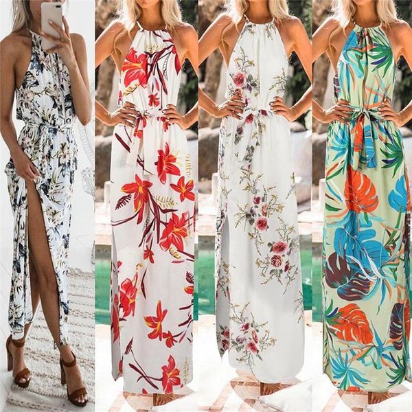 Sexy Femmes Robes Robes de Verano Mode Femmes Imprimer Boho Floral Longue Robe Maxi Sans Manches Soirée Été Plage Sundr2998