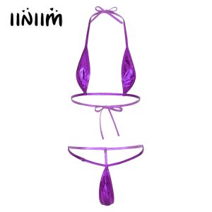 Sexy para mujeres brillantes brasileñas micro mini bikini set lingerie trajes de baño bikini bikini top with g-string thongs ropa interior