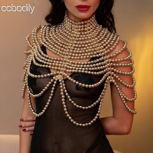 Sexy Womens Pearl Body Chain Bra Taille réglable Colliers Colliers Collier épaule Fashion Tops Bijoux 240320
