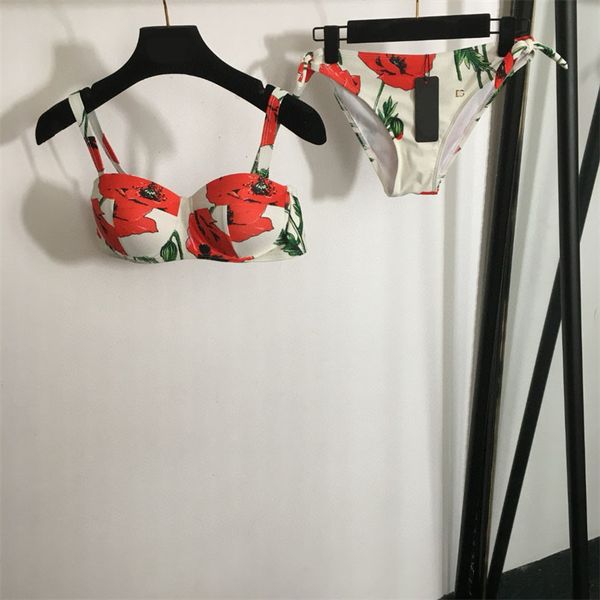 Sexy para mujer estampado floral playa trajes de baño de moda de verano bikini juego de bikini vintage