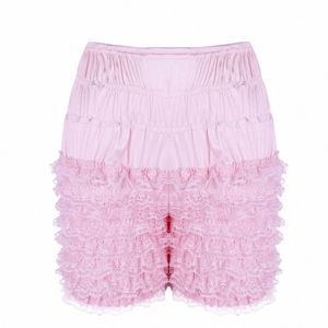 Sexy Womens Ruffle Summer Casual Shorts Bloomer Lace Sissy Stretch Frilly Knickers Layered Boyshort Womens Clubwear Dance Shorts e3ok #