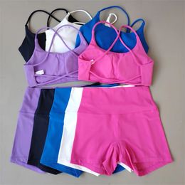 Sexy Yoga Suit 2 PCS Shorts Women Sportswear Running Pilates Fitness Training Piite Juego de gimnasio suave y cómodo 240516