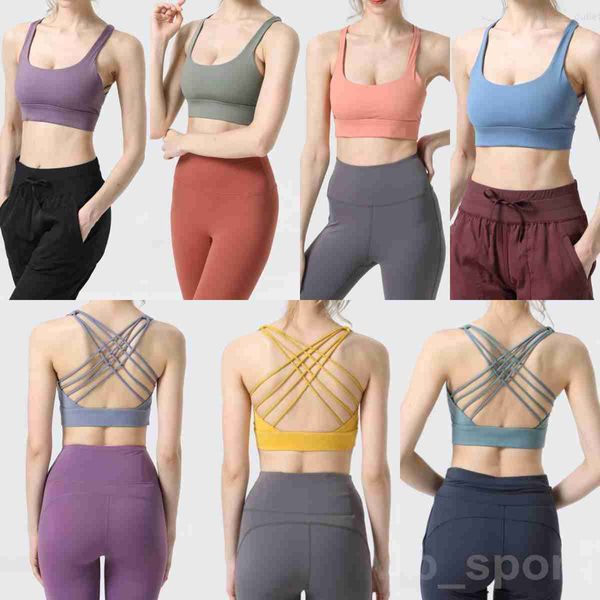 Sexy Yoga Tops Fille Sports Courir Soutien-Gorge Élastique Athlétique Sous-Vêtements Stretch Cross Vest Buttery Doux Bande Mince Yogas Bras Femmes Athlétique Couleur Unie