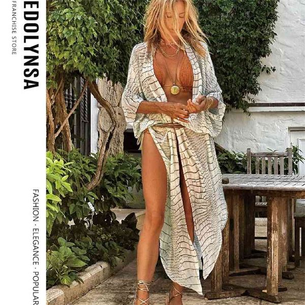 Sexy Zebra Motif Chemisier En Mousseline De Soie Ins Style Chemises Long Imprimer Kimono Plus La Taille Vêtements Femmes D'été Mode Tops Robe A790 210719