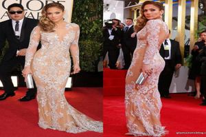 Sexy Zuhair Murad Hobe de soirée manches longues robes de soirée sirène en dentelle en tulle