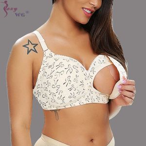 SEXYWG Maternité Allaitement Soutien-Gorge Mains Libres Pompe D'allaitement Pompage Du Sein Maternité Allaitement Soutien-Gorge Plus La Taille Fleur Coton Sans Coussin Y0925