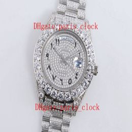 SF All Ice Dring Big Diamond Watch Ring Luxury Full Driling Arabe Numerals Face Watch avec acier inoxydable 2813 Mouvement Timing Preci 239r