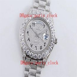 SF all ice drill grote diamanten horlogering Luxe Volledig geboord Arabische cijfers gezicht horloge met roestvrij staal 2813 uurwerk timing 295l