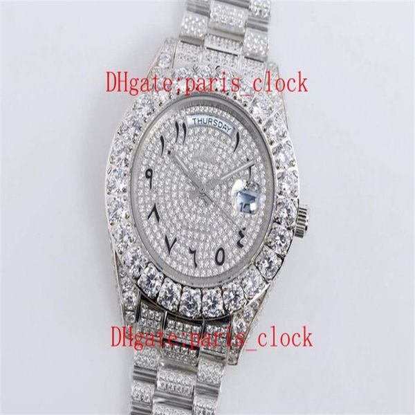 SF todo taladro para hielo anillo de reloj de diamante grande Reloj de lujo con números arábigos de perforación completa con acero inoxidable 2813 sincronización de movimiento 274j