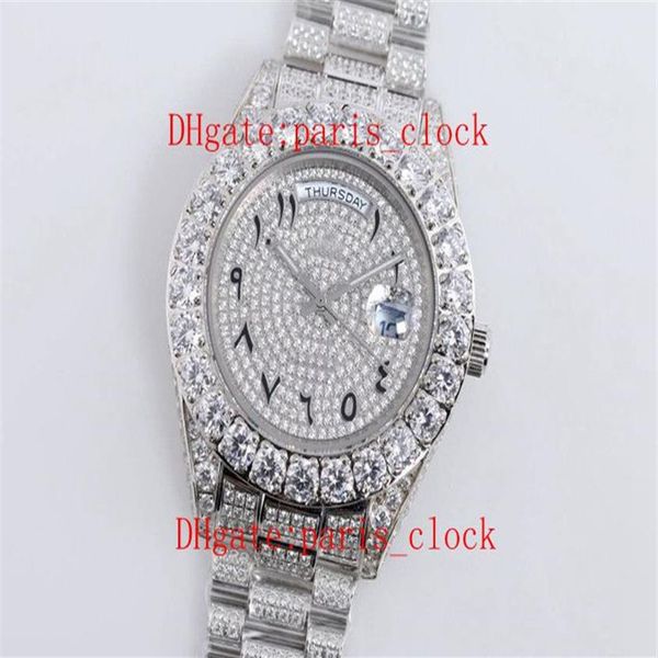 SF all ice drill big diamond watch ring Luxury Full forage Chiffres arabes face watch avec acier inoxydable 2813 mouvement timing 261h