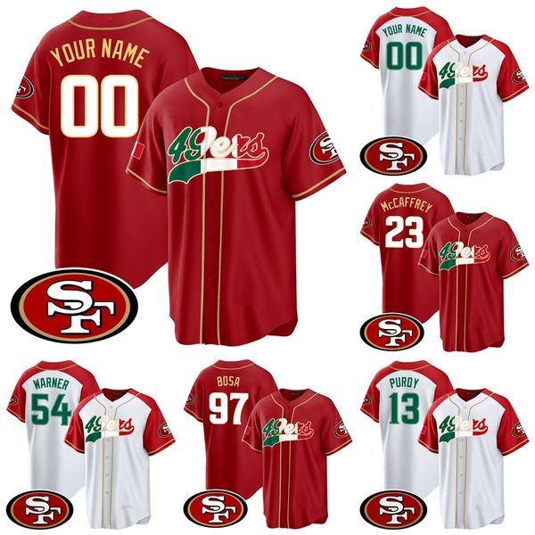 SF Christian McCaffrey Deebo Samuel Brock Purdy camiseta de fútbol Nick Bosa George Kittle Patrick Willis Fred Warner Jerry Rice Talanoa Hufanga Jack Moody