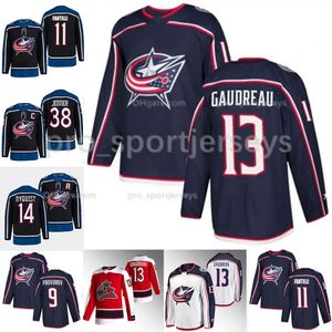 Columbus Adam Fantilli Blauwe jassen Jersey Johnny Gaudreau Ivan Provorov Boone Jenner Zach Werenski Patrik Laine Cole Sillinger Elvis Merzlikins Gustav Nyquist