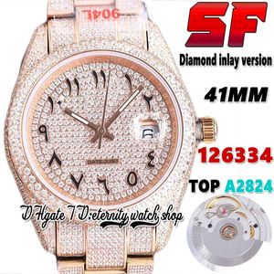 SF Dernier BL126331 A2824 Automatic Mens Watch TW126301 EW126334 Diamond Inclay Dial Arabe 904L Steel Iced Out Diamonds Rose Gold Bracelet Eternity Jewelry Wesches