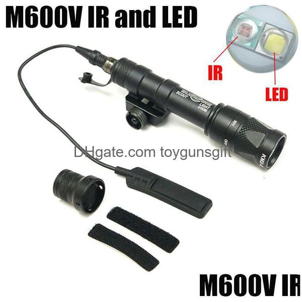 Sf M600V-Ir Scout Light Led White And Ir Tactical Flashlight Gun Black Drop Delivery Deportes al aire libre Caza Dhbyv