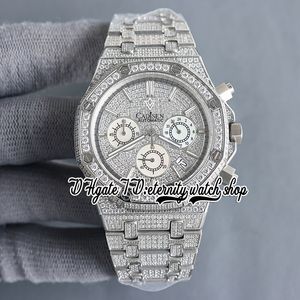 SF SF26473 Japan Miyota Quartz Chronograph Movement Mens Watch Volledig Iced Out Out Povered Diamond Dial Stick Markers Diamonds Bracelet 2023 Eternity Jewelry Watches