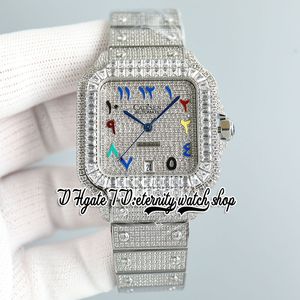 SF tw0029 pavé de diamants M8215 montre automatique pour homme glacé gros diamants lunette arc-en-ciel marqueurs arabes romains bracelet en acier diamant Super édition montres d'éternité