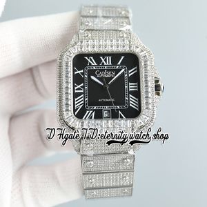 SF TW0039 Valed Diamonds M8215 Automatische heren Watch Iced Out Big Diamonds Bezel Black Die Markers Diamond staal Bracelet Super Edition Eternity Jewelry Watches