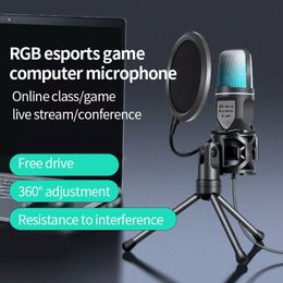 sf666r usb microfoon rgb microfone condensator draad gaming microfoon voor podcast opnamestudio streaming laptop desktop pc