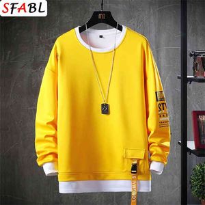 Sfable casual o-hals solide hoodie sweatshirt heren herfst lente hiphop streetwear mannelijke high street trui tops mode 210813