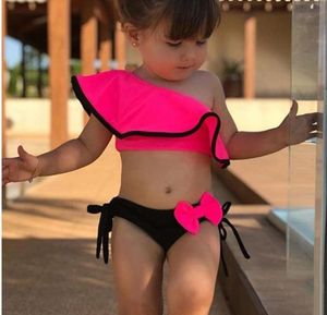 Sfit Zomer Baby Meisjes Bikini Set Twee Stukken Badpak Familie Bijpassende Moeder Badmode Strand Ruche Strik Kostuum Badpak Nieuw7676160