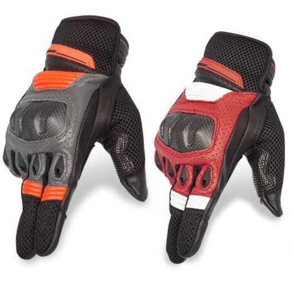 SFK Guantes de moto Moto Motocross Racing Pantalla táctil Hombres Naranja Negro Rojo Malla de cuero Carcasa dura protectora Cool H1022