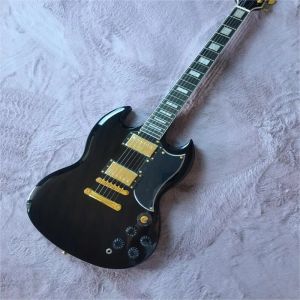 SG Black Electric Guitar double cartouche en palissandre en palissandre en stock Expédition rapide personnalisable
