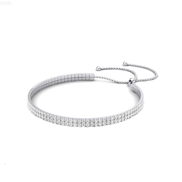 Joyería Sgarit, pulsera de tenis de diamantes de moissanita blanca Vvs con bisagras de 2 filas de oro real personalizada, joyería