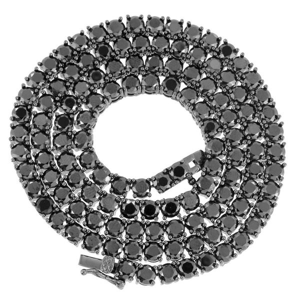 Bijoux sgarit personnalisé Sier 4 mm Black Stone Diamond Moisanite Empilé Tennis Chain de collier Bijoux