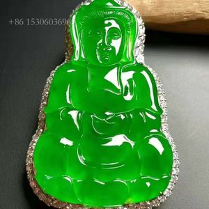 Bijoux sgarit fin blanc natural jade diamant bouddha pendentif pour hommes et femmes