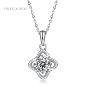 SGARIT Sieraden Sterling 1.00Ct Ronde Cut Moissanite Hanger Met Ketting Perfect Cadeau Solid Sier Ketting