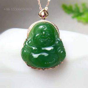 SGARIT NATURAL GEMSTLE BILLETS GOLD GOLD 21X22MM NEPHRITE JASPER VERT JADE BUDDHA PENDANT