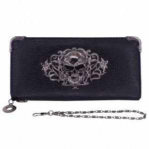 Sgarr Femmes Portefeuilles Fi Designer PU En Cuir Punk Portefeuilles Femme Lg Crâne Dames Pochette Célèbre Marque Famale Bourse 13qp #