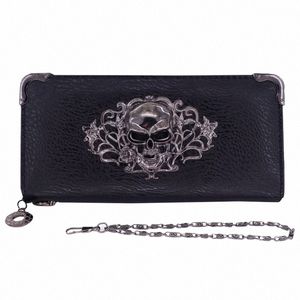 Sgarr Women Wallet Fi Designer Pu Leather Punk Wallet Femme LG Skull Ladies Sac d'embrayage célèbre Brand Famale Purse A7C9 #