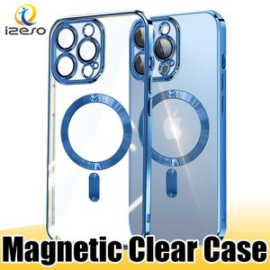 Étuis de téléphone magnétiques pour iPhone 15 14 Plus 13 12 Pro Max 11 XR XS 8, coque arrière souple en TPU électronique, izeso