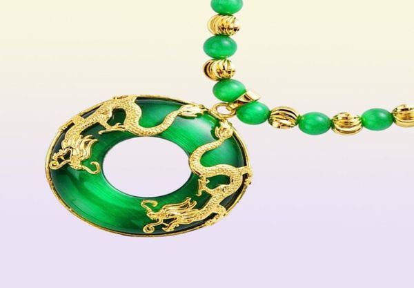 Sha Jin Guan Dou Shuanglong Gato Gold Gold Collar Jade Men039s IMITICIÓN HETIAN YU PINGAN Long Gold Sweater Chain194Z2805572