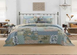 Shabby Chic Floral 3 stuks patchwork Bedspread Billow Shams Sumer Quilts Set Queen King Size 100 katoen omkeerbare Ultra Soft18759519