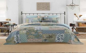 Shabby Chic Floral 3 pièces Patchwork Bedpread Pillow Shams Sumer Quilts Set Queen King Size 100 Cotton réversible Ultra Soft15893484