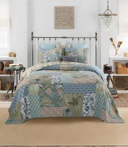 Shabby Chic Floral 3 pièces Patchwork Bedpread Pillow Shams Sumer Quilts Set Queen King Size 100 Coton réversible Ultra Soft19453058
